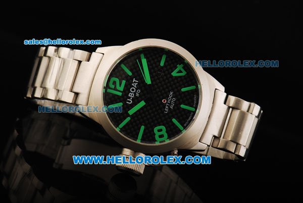U-Boat Italo Fontana Left Hook Automatic Movement Full Steel with Green Markers and Black Dial - Click Image to Close